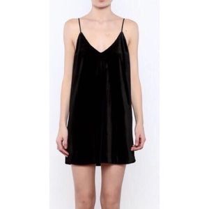 Black velvet mini dress